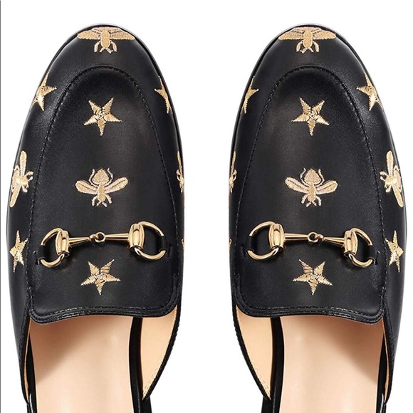 Shoes - Printed Faux Leather Slip-On Mules